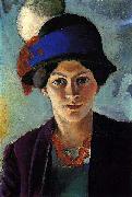 August Macke Portrait of the artist's wife with a hat France oil painting artist